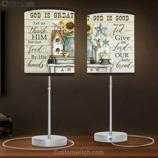 God Is Great God Is Good Sunflower Large Table Lamb Art - Christian Lamb Gift Home Decor - Religious Table Lamb Prints
