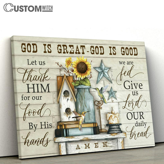 God Is Great God Is Good Sunflower Large Canvas Art - Christian Wall Art Home Decor - Religious Canvas Prints