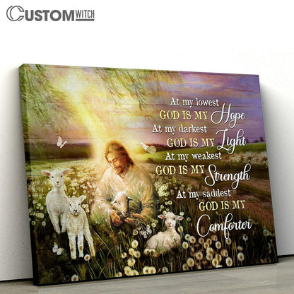 God Is My Hope Canvas - Jesus White Lamb Dandelion Field Canvas Prints - Religious Canvas Art - Christian Home Decor