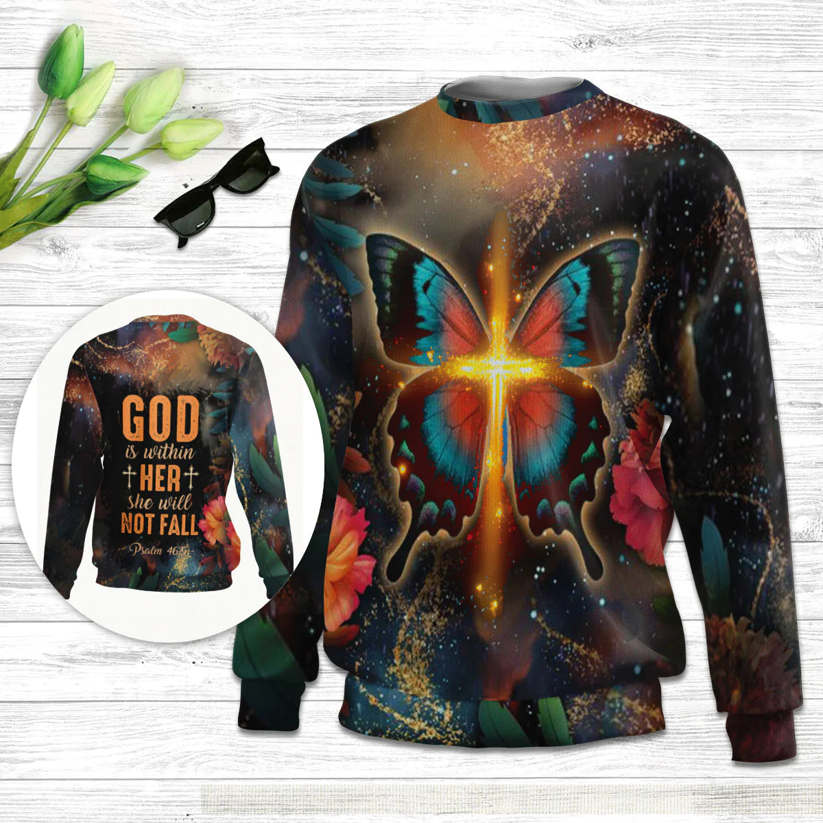 God Is Within Her Psalm 465 Ugly Christmas Sweater - Christian Unisex Sweater - Religious Christmas Gift