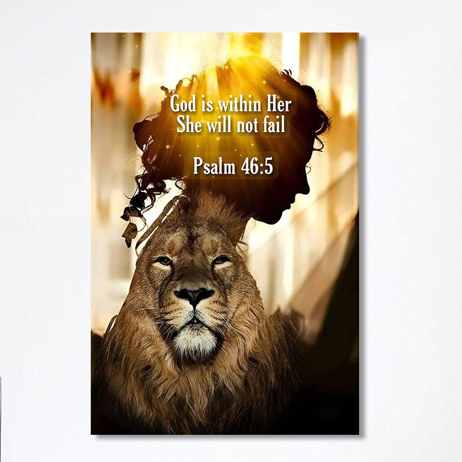God Is Within Her She Will Not Fail Lion Canvas Prints - Lion Canvas Art - Christian Inspirational Canvas