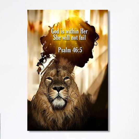 God Is Within Her She Will Not Fail Lion Canvas Prints - Lion Canvas Art - Christian Inspirational Canvas
