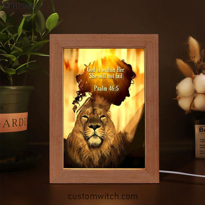 God Is Within Her She Will Not Fail Lion Frame Lamp Prints - Lion Frame Lamp Art - Christian Inspirational Frame Lamp