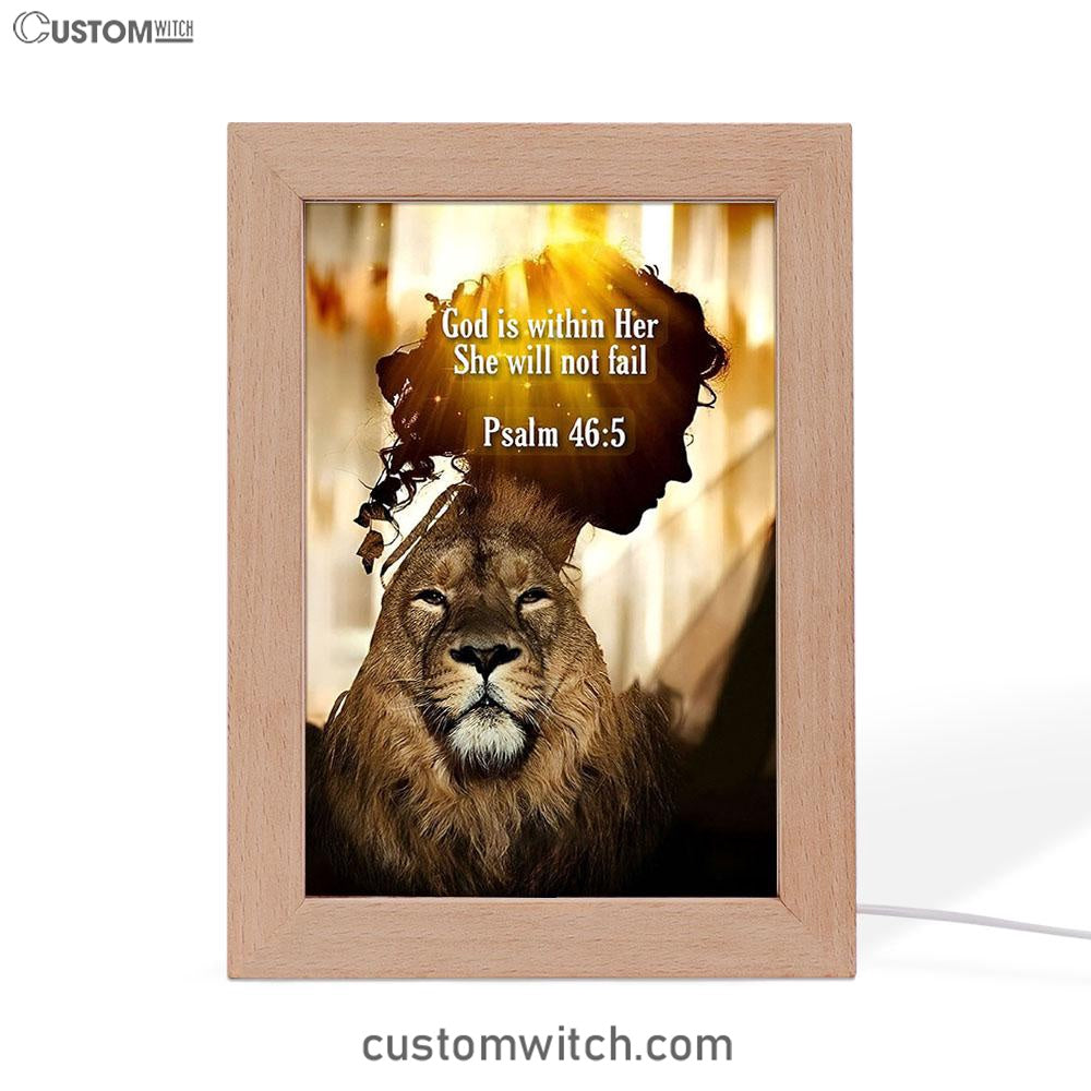 God Is Within Her She Will Not Fail Lion Frame Lamp Prints - Lion Frame Lamp Art - Christian Inspirational Frame Lamp