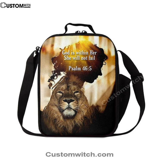 God Is Within Her She Will Not Fail Lion Lunch Bag, Lion Lunch Bag, Christian Lunch Bag, Religious Lunch Box For School, Picnic