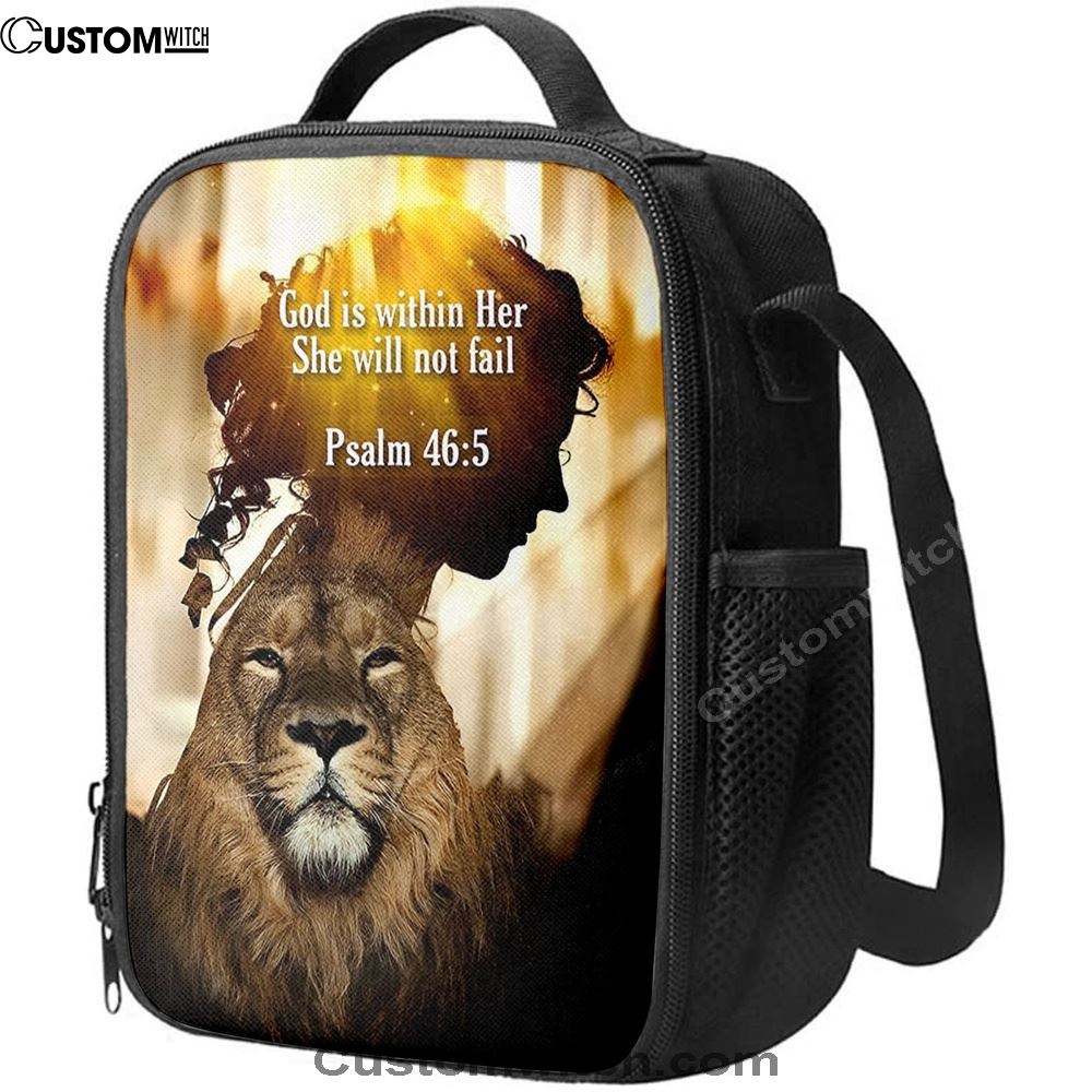 God Is Within Her She Will Not Fail Lion Lunch Bag, Lion Lunch Bag, Christian Lunch Bag, Religious Lunch Box For School, Picnic