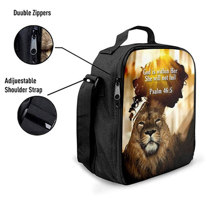God Is Within Her She Will Not Fail Lion Lunch Bag, Lion Lunch Bag, Christian Lunch Bag, Religious Lunch Box For School, Picnic