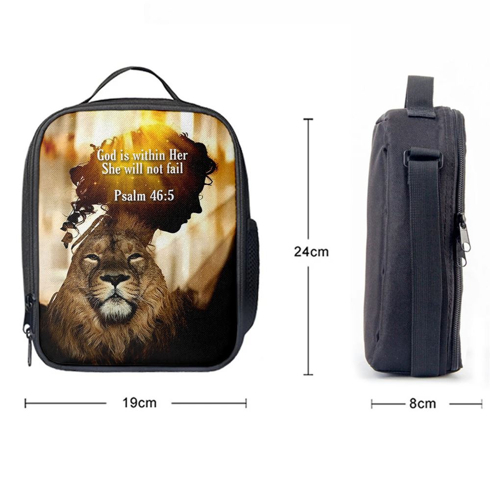 God Is Within Her She Will Not Fail Lion Lunch Bag, Lion Lunch Bag, Christian Lunch Bag, Religious Lunch Box For School, Picnic