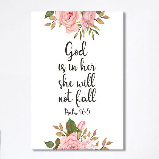 God Is Within Her She Will Not Fall - Psalm 46 Canvas Wall Art - Christian Wall Art Canvas 