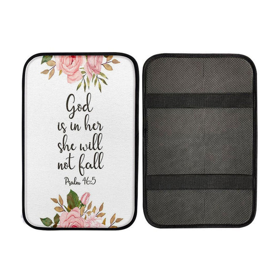 God Is Within Her She Will Not Fall - Psalm 46 Car Center Console Cover, Christian Car Accessories