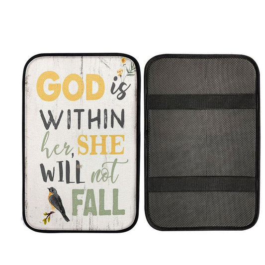 God Is Within Her She Will Not Fall Car Center Console Cover, Christian Car Accessories