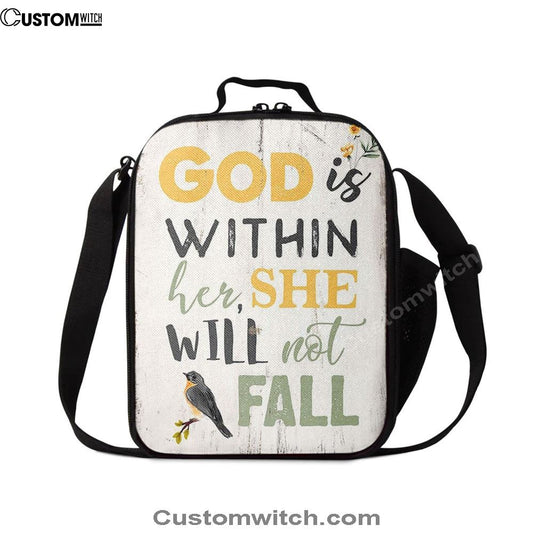 God Is Within Her She Will Not Fall Lunch Bag, Christian Lunch Bag, Religious Lunch Box For School, Picnic