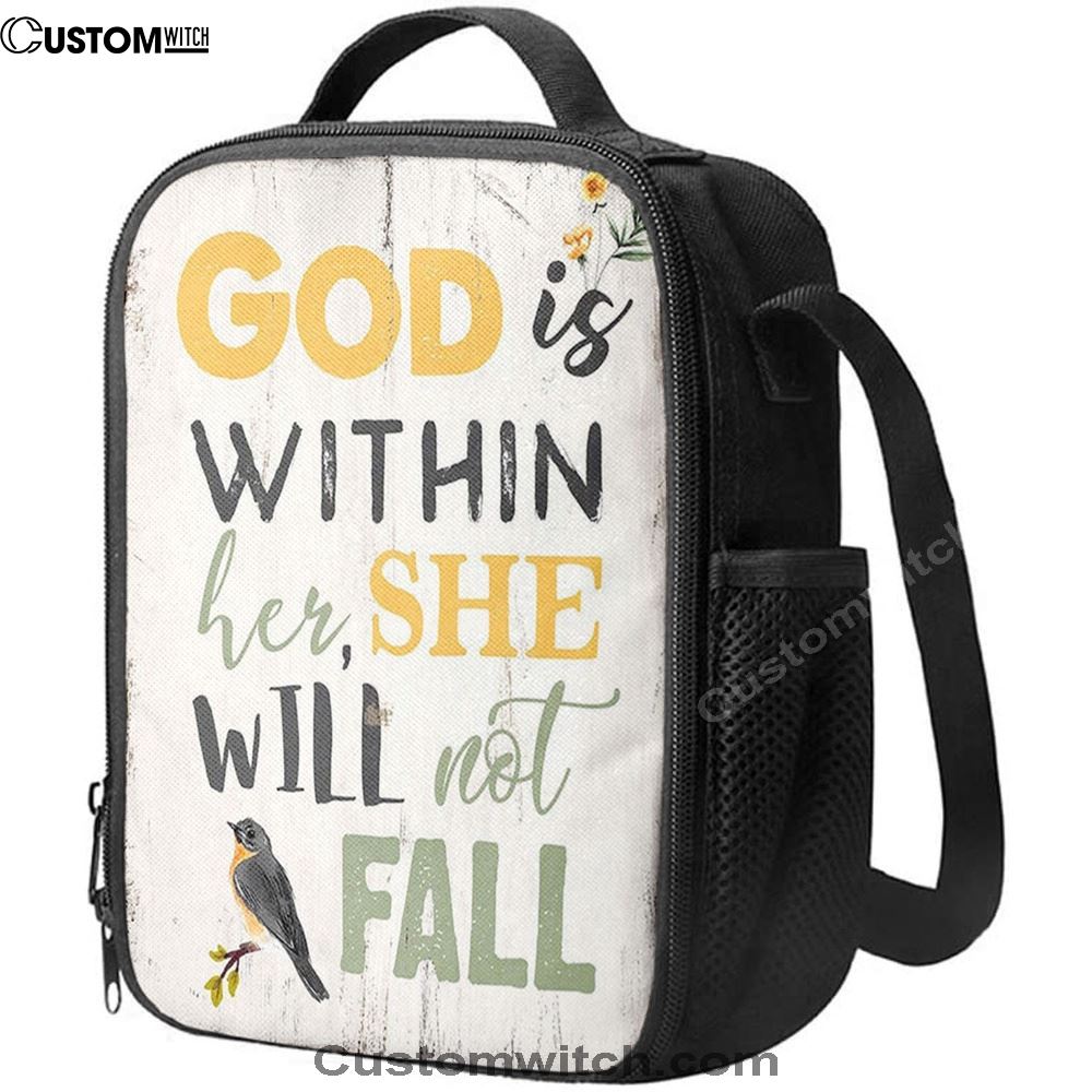 God Is Within Her She Will Not Fall Lunch Bag, Christian Lunch Bag, Religious Lunch Box For School, Picnic
