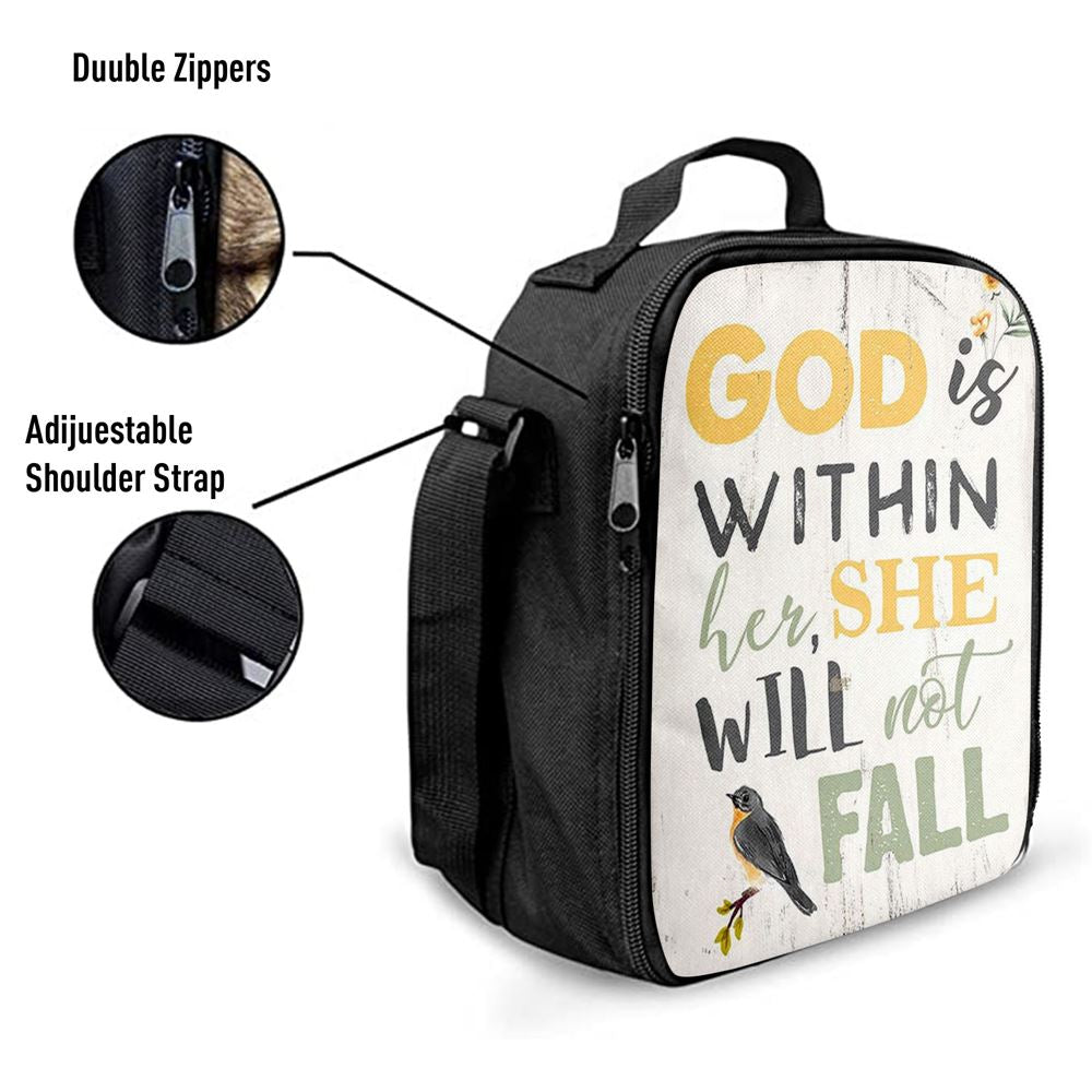 God Is Within Her She Will Not Fall Lunch Bag, Christian Lunch Bag, Religious Lunch Box For School, Picnic