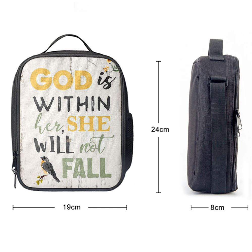 God Is Within Her She Will Not Fall Lunch Bag, Christian Lunch Bag, Religious Lunch Box For School, Picnic