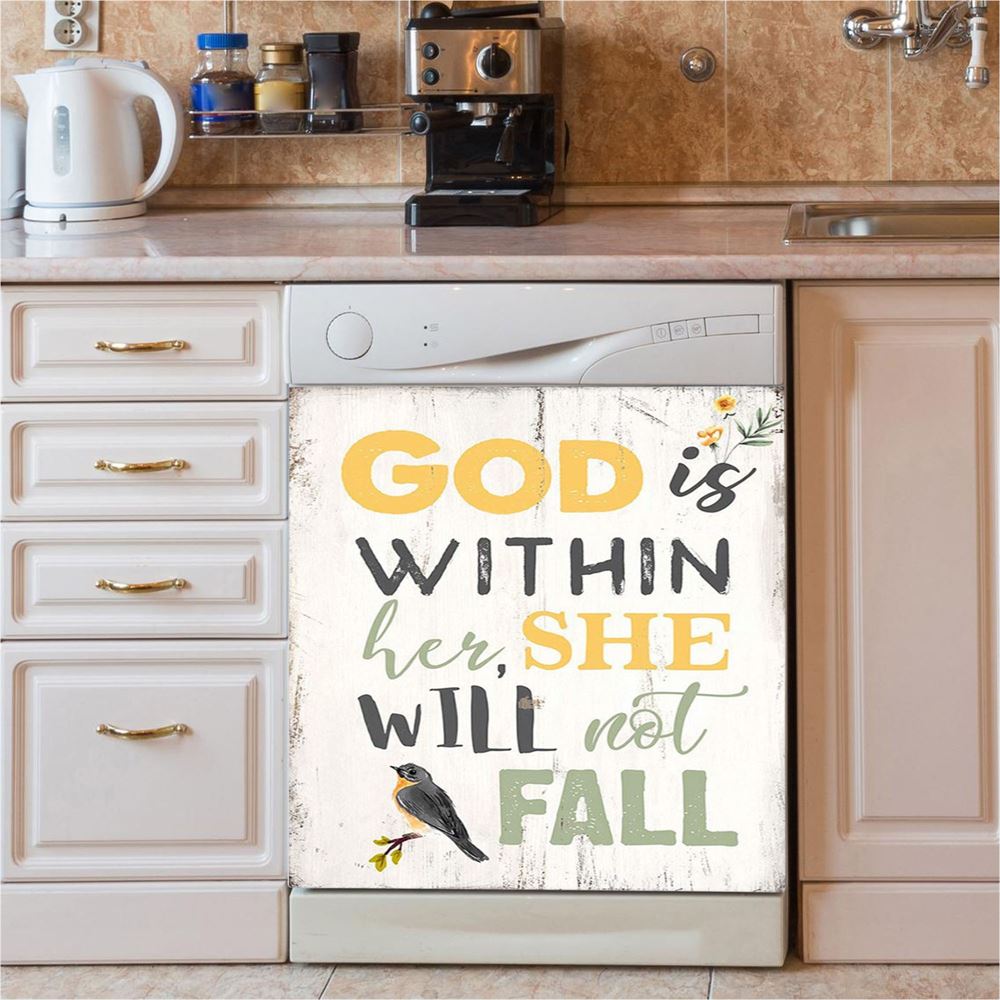 God Is Within Her She Will Not Fall Psalm 46 Dishwasher Cover, Christian Dishwasher Stickers