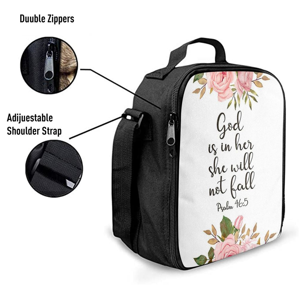 God Is Within Her She Will Not Fall, Psalm 46 Lunch Bag, Christian Lunch Bag, Religious Lunch Box For School, Picnic