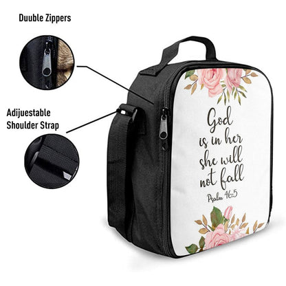 God Is Within Her She Will Not Fall, Psalm 46 Lunch Bag, Christian Lunch Bag, Religious Lunch Box For School, Picnic