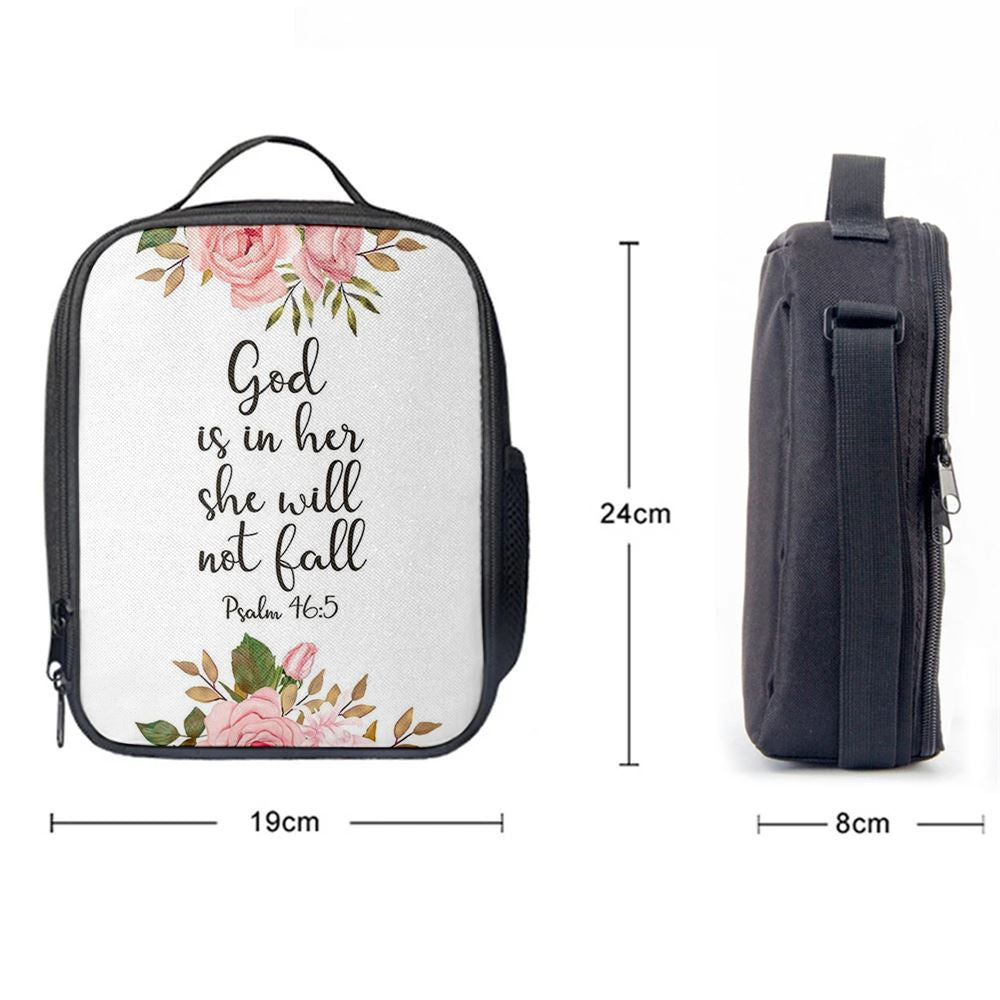 God Is Within Her She Will Not Fall, Psalm 46 Lunch Bag, Christian Lunch Bag, Religious Lunch Box For School, Picnic