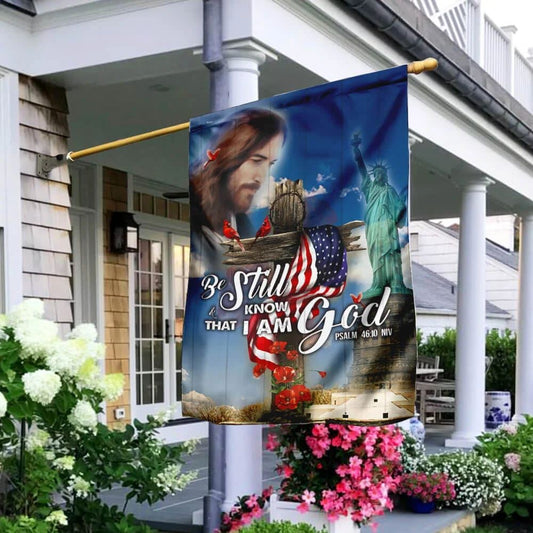 God Jesus America House Flags, Christian Flag, Scripture Flag, Garden Banner
