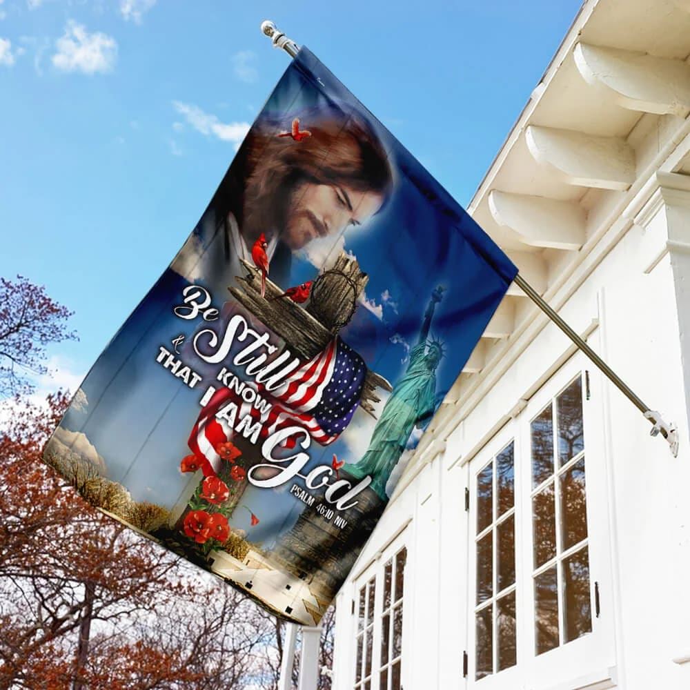 God Jesus America House Flags, Christian Flag, Scripture Flag, Garden Banner