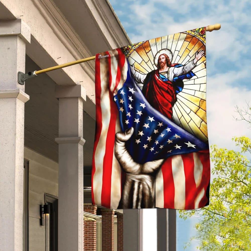 God Jesus Christian American Flag, Outdoor Christian House Flag, Christian Flag, Scripture Flag, Garden Banner