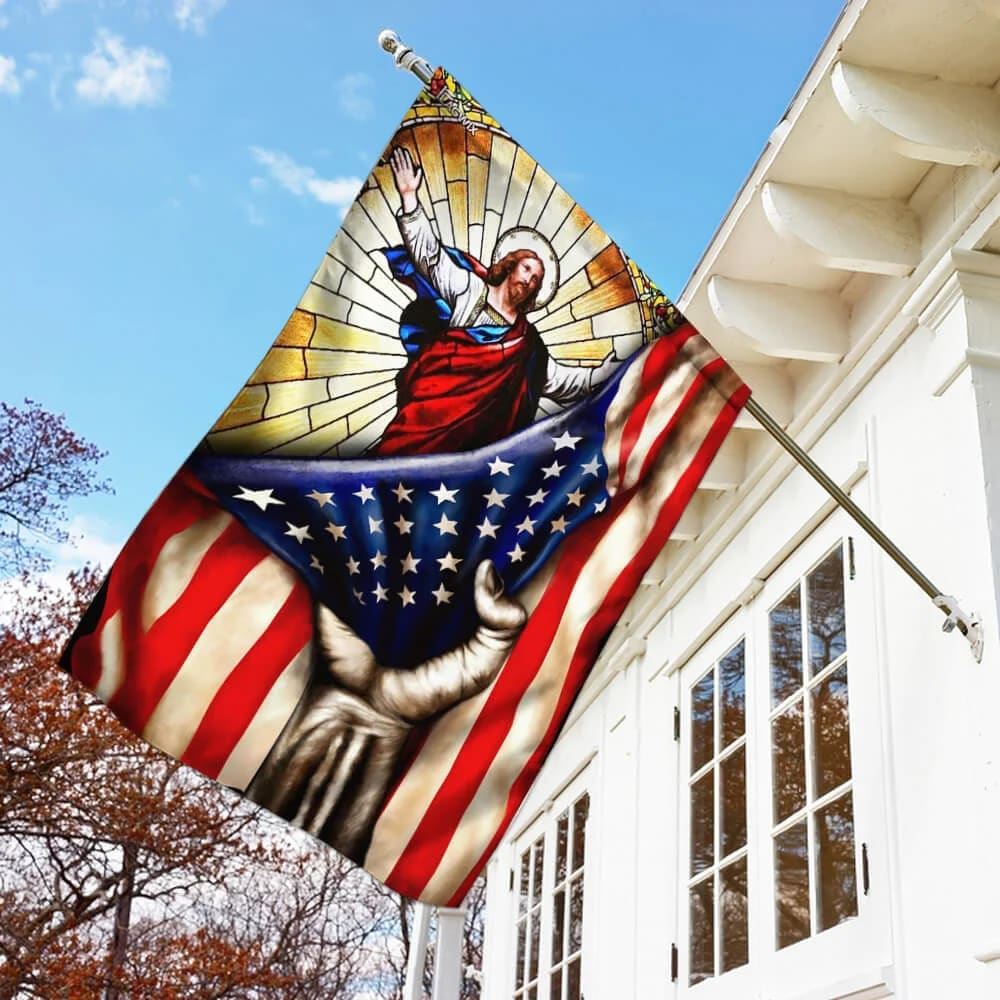 God Jesus Christian American Flag, Outdoor Christian House Flag, Christian Flag, Scripture Flag, Garden Banner