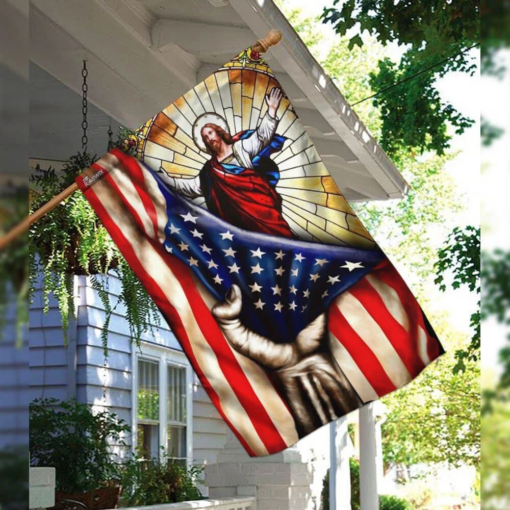 God Jesus Christian American Flag, Outdoor Christian House Flag, Christian Flag, Scripture Flag, Garden Banner
