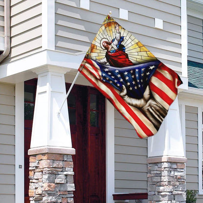 God Jesus Christian American Flag, Outdoor Christian House Flag, Christian Flag, Scripture Flag, Garden Banner