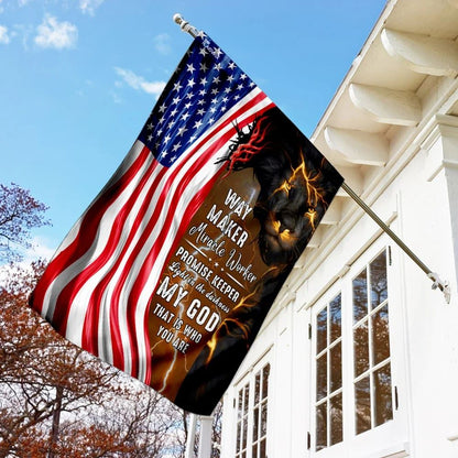 God Jesus Christian American House Flags And Jesus Way Maker And Miracle Worker House Flags, Christian Flag, Scripture Flag, Garden Banner