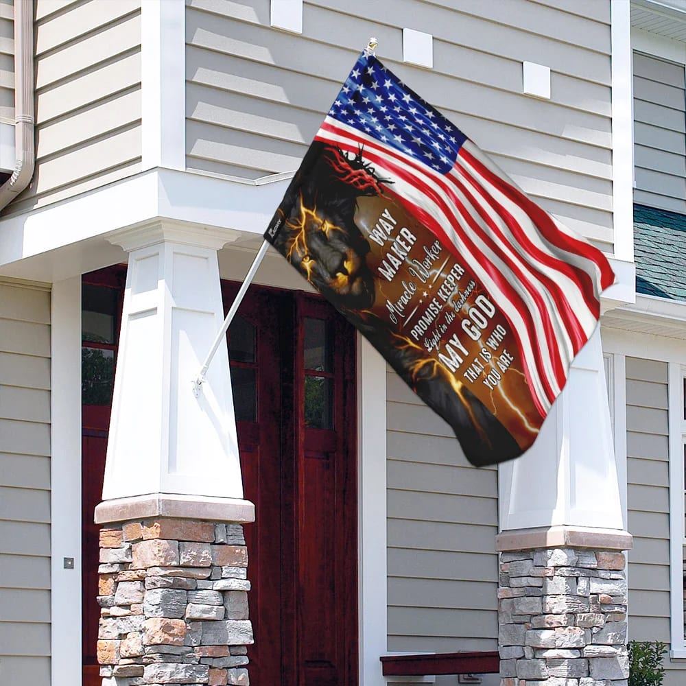 God Jesus Christian American House Flags And Jesus Way Maker And Miracle Worker House Flags, Christian Flag, Scripture Flag, Garden Banner