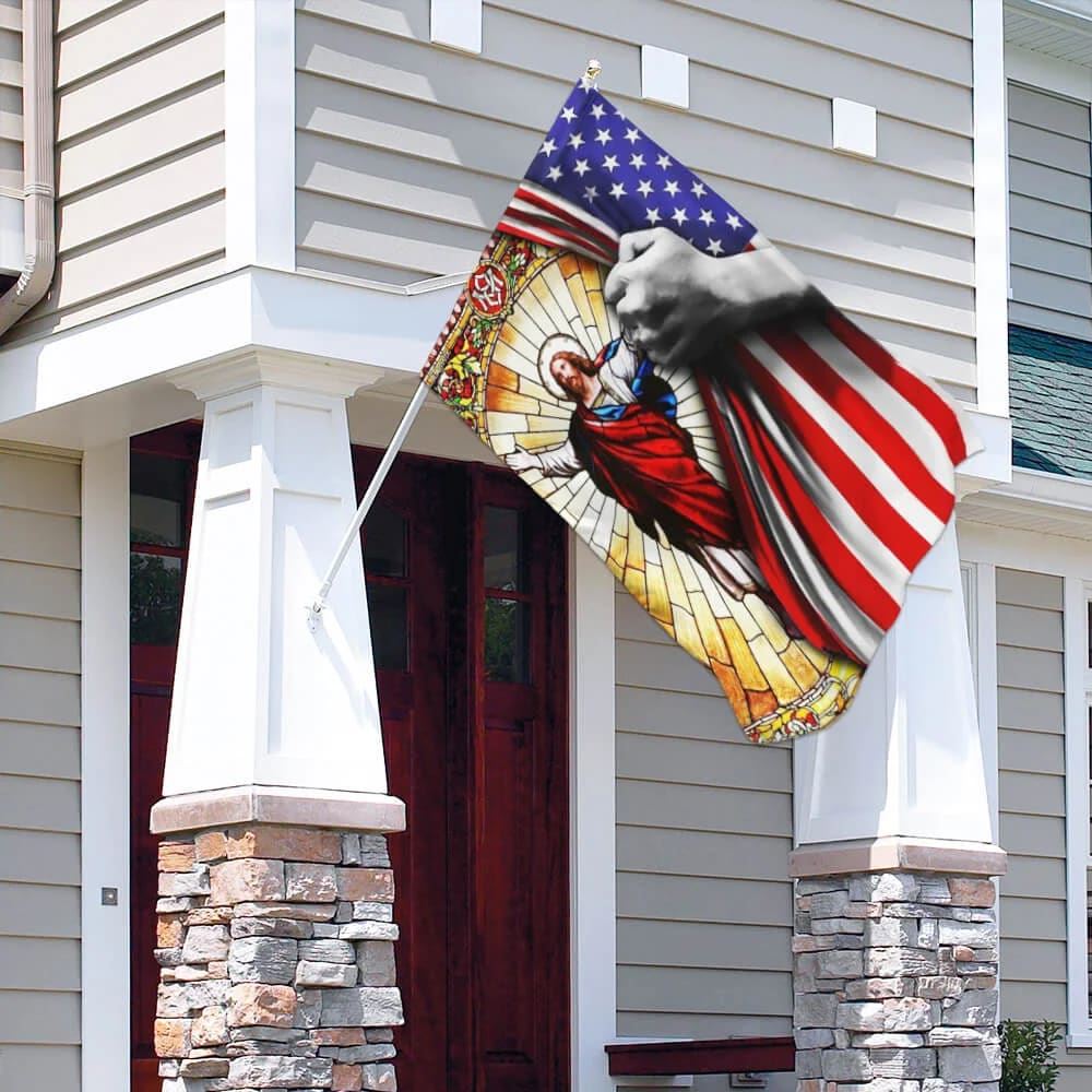 God Jesus Christian American House Flags, Christian Flag, Scripture Flag, Garden Banner