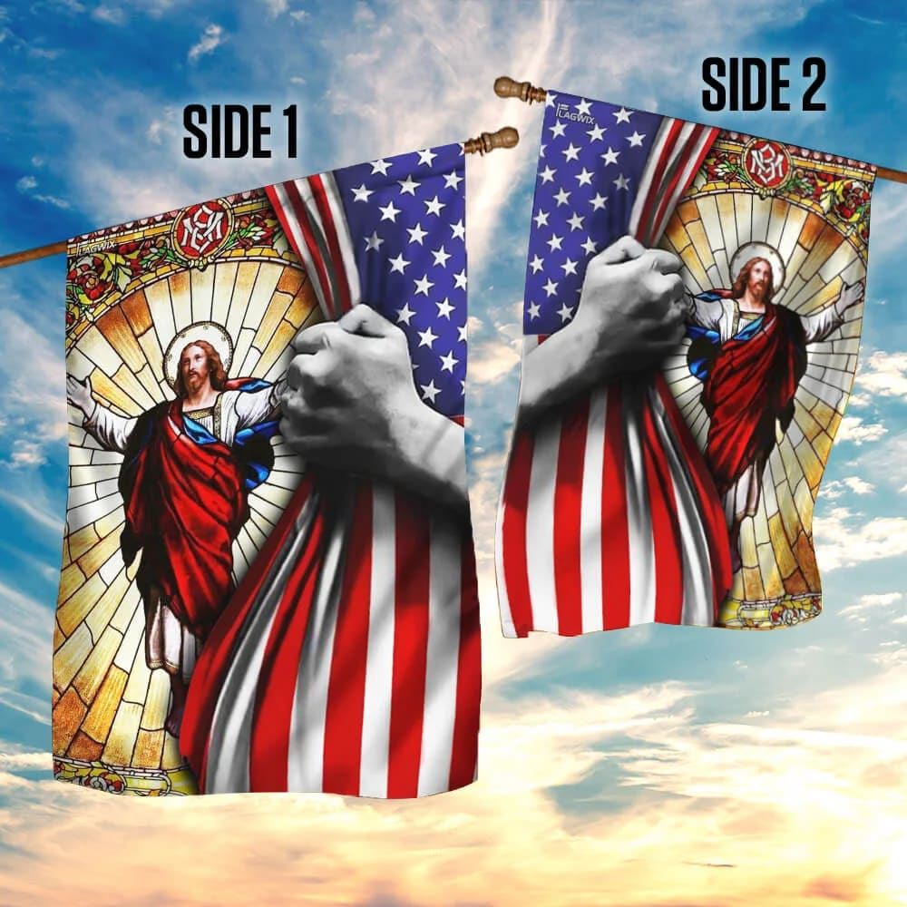 God Jesus Christian American House Flags, Christian Flag, Scripture Flag, Garden Banner