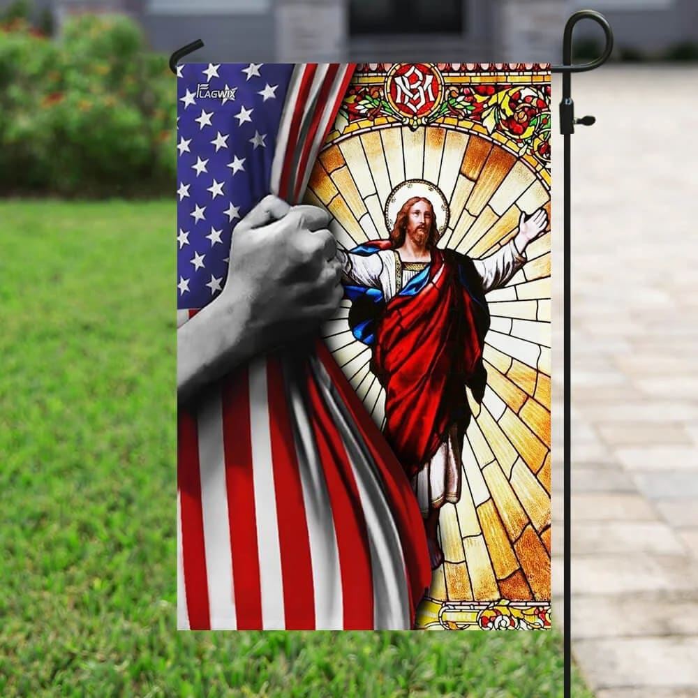 God Jesus Christian American House Flags, Christian Flag, Scripture Flag, Garden Banner