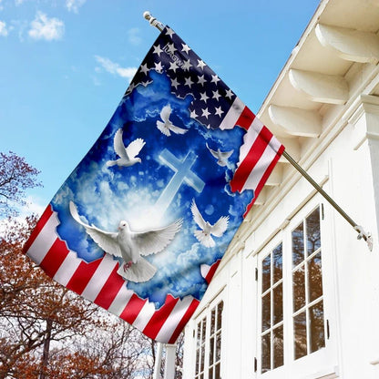 God Jesus Christian Cross American Flag, Outdoor Christian House Flag, Christian Flag, Scripture Flag, Garden Banner