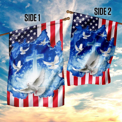 God Jesus Christian Cross American Flag, Outdoor Christian House Flag, Christian Flag, Scripture Flag, Garden Banner