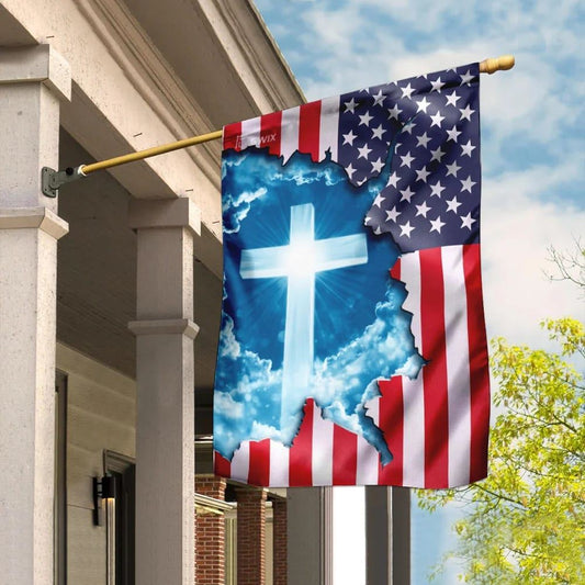 God Jesus Christian Cross American House Flags, Christian Flag, Scripture Flag, Garden Banner