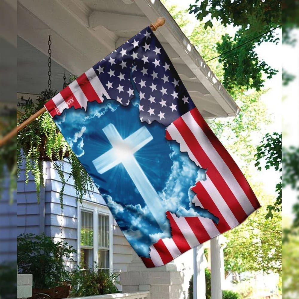 God Jesus Christian Cross American House Flags, Christian Flag, Scripture Flag, Garden Banner