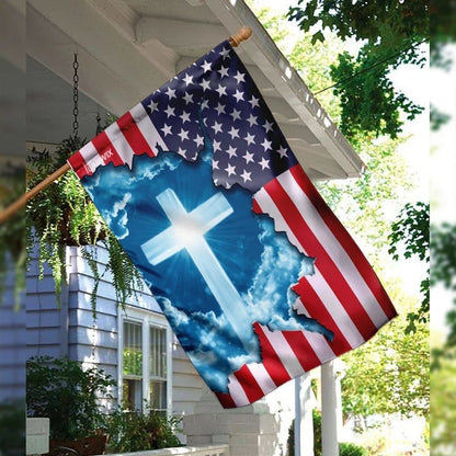 God Jesus Christian Cross American House Flags, Christian Flag, Scripture Flag, Garden Banner