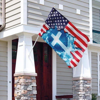 God Jesus Christian Cross American House Flags, Christian Flag, Scripture Flag, Garden Banner