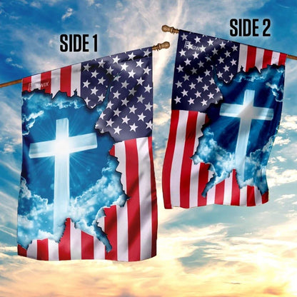 God Jesus Christian Cross American House Flags, Christian Flag, Scripture Flag, Garden Banner