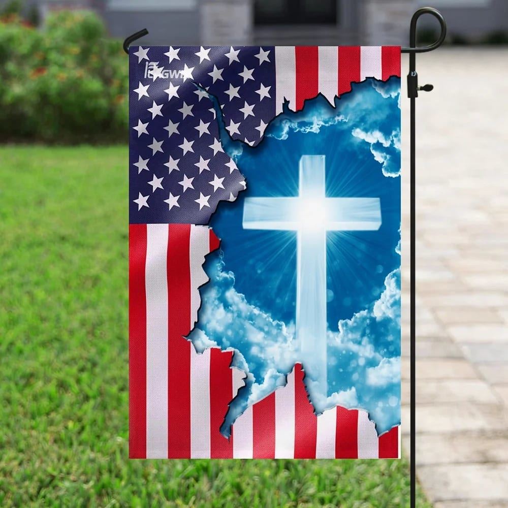 God Jesus Christian Cross American House Flags, Christian Flag, Scripture Flag, Garden Banner