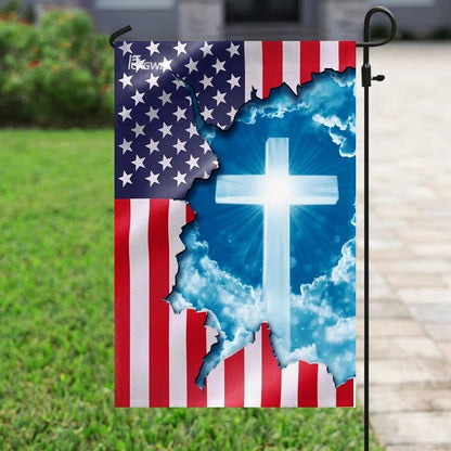 God Jesus Christian Cross American House Flags, Christian Flag, Scripture Flag, Garden Banner