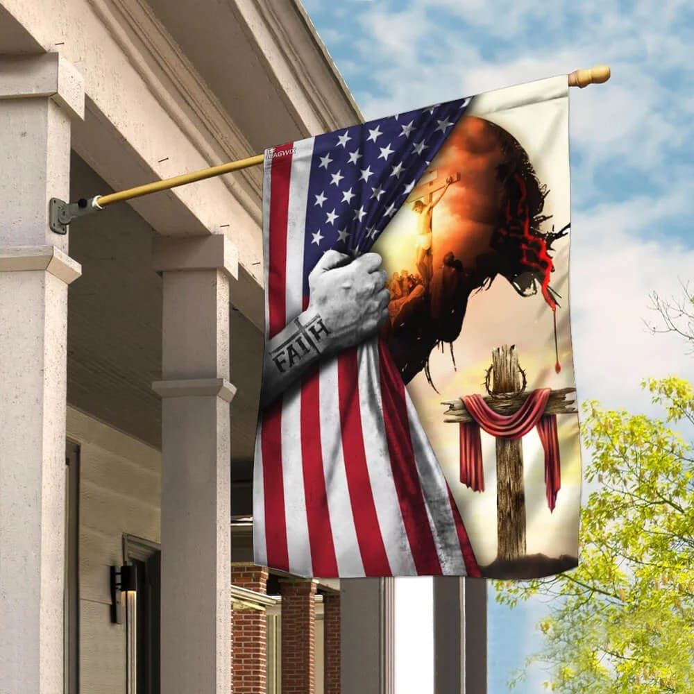 God Jesus Christian Cross Faith American House Flags, Christian Flag, Scripture Flag, Garden Banner