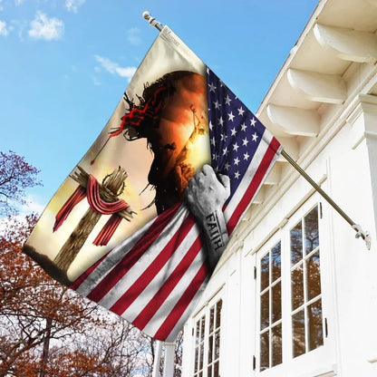 God Jesus Christian Cross Faith American House Flags, Christian Flag, Scripture Flag, Garden Banner