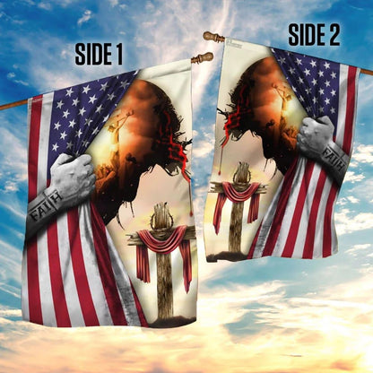 God Jesus Christian Cross Faith American House Flags, Christian Flag, Scripture Flag, Garden Banner