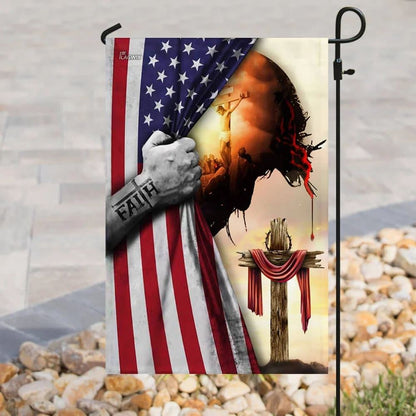 God Jesus Christian Cross Faith American House Flags, Christian Flag, Scripture Flag, Garden Banner