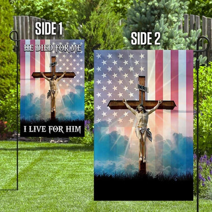 God Jesus He Died For Me I Live For Him Flag, Outdoor Christian House Flag, Christian Flag, Scripture Flag, Garden Banner