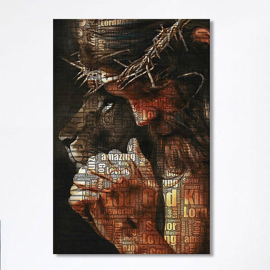 God King Loving Jesus & Lion Canvas Wall Art - Jesus Canvas Pictures - Christian Wall Art Canvas 