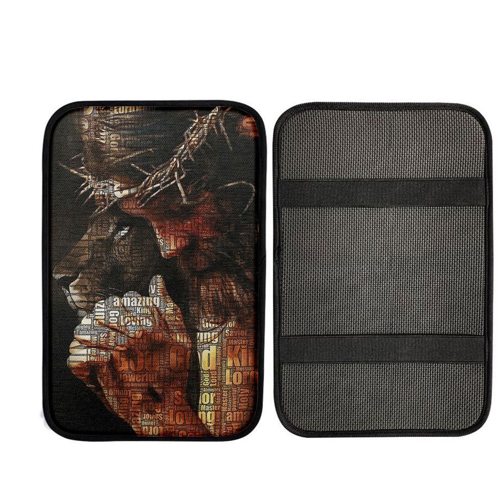 God King Loving Jesus & Lion Car Center Console Cover, Christian Car Accessories